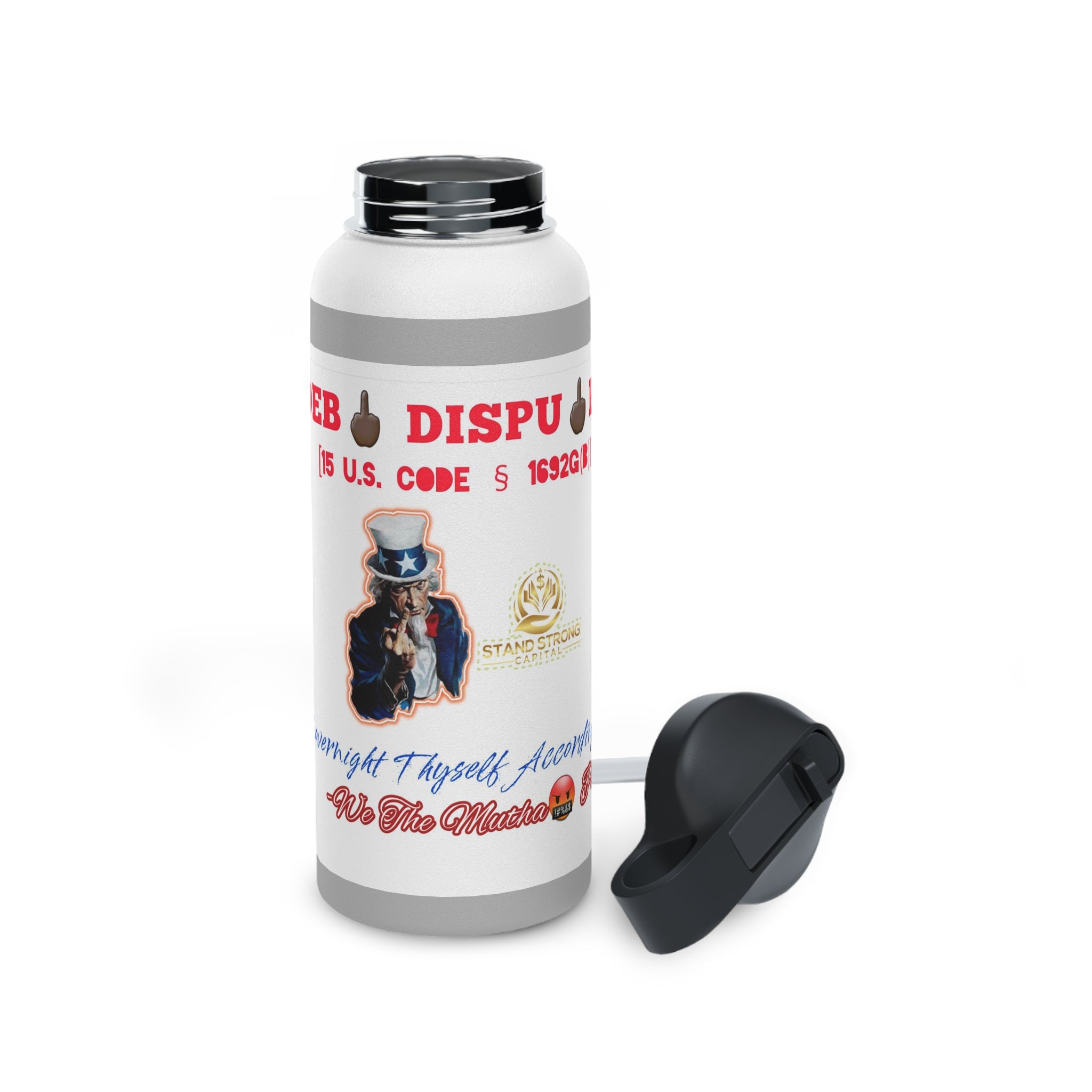 SSC_Deb🖕🏿 Dispu🖕🏿ed Stainless Steel Water Bottle, Standard Lid